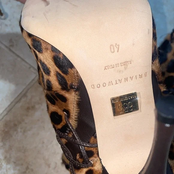 NWOBđ«Brian Atwood Belle Cheetah/Leapoard Leather CalfHair LaceUp Thigh HighBoots - Picture 7 of 14